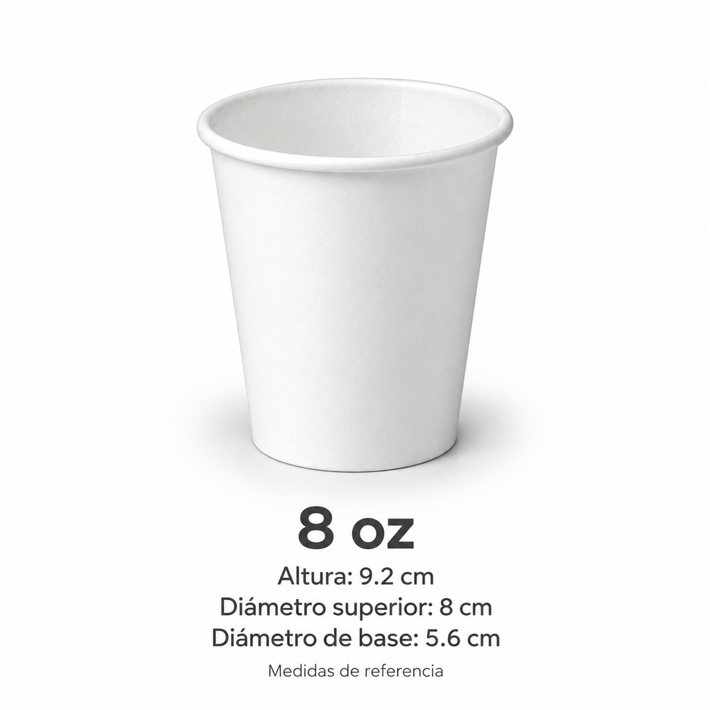 Vaso de Papel Encerado Blanco 8 oz